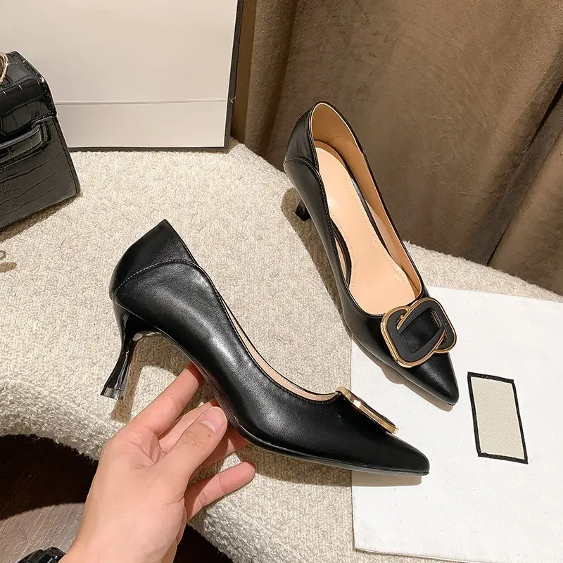 French High-Heeled Shoes for Women, Stiletto Heels, Fashionable Shallow Mouth Commuting Two-Wear Shoes, Black Professional Work Shoes That Are Not Tiring for the Feet — feature 12
