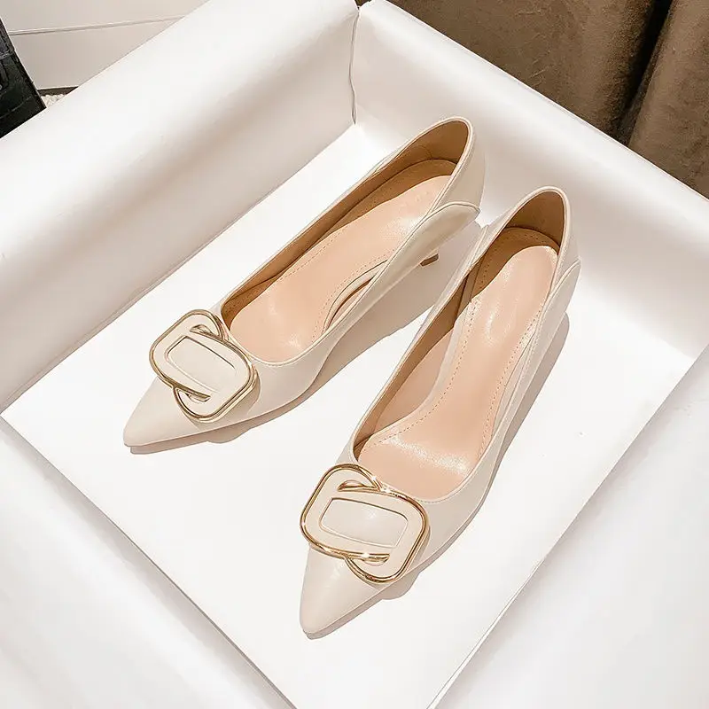 French High-Heeled Shoes for Women, Stiletto Heels, Fashionable Shallow Mouth Commuting Two-Wear Shoes, Black Professional Work Shoes That Are Not Tiring for the Feet