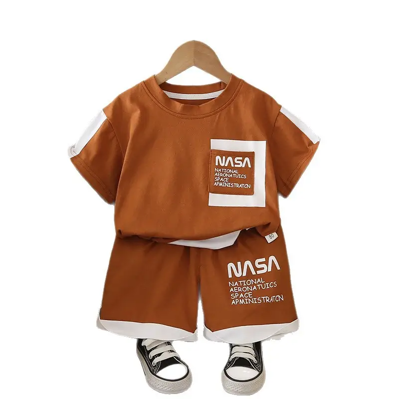 Kids NASA Green Shorts Set Summer Korean Style - Image 6