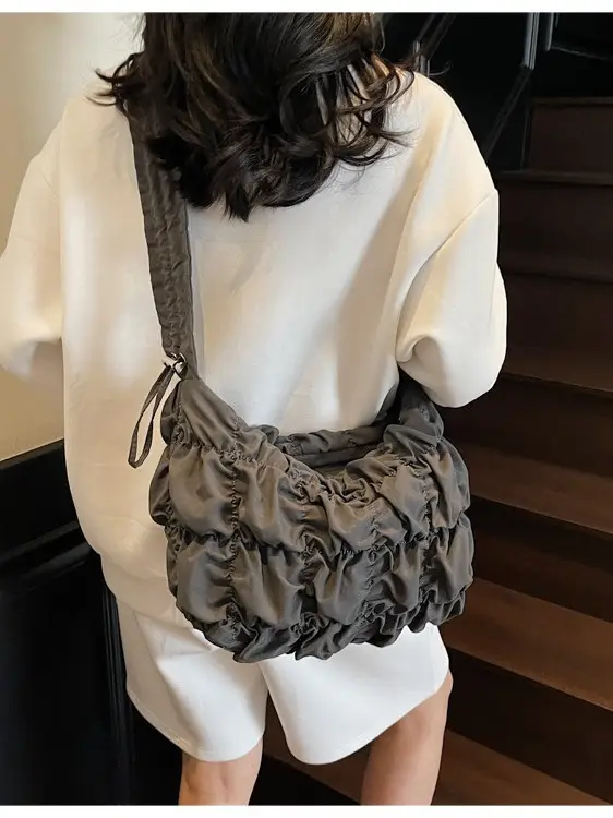 Black Cloud Pleated Shoulder Crossbody Bag 2025 - Image 7