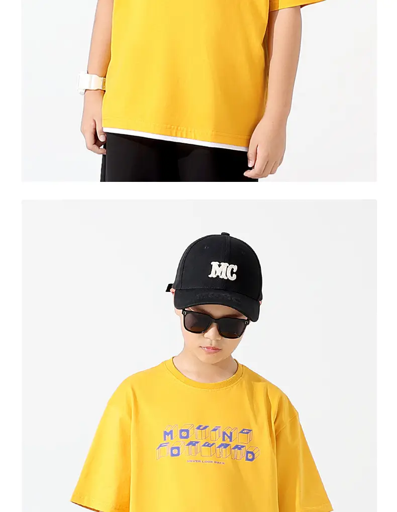 Kids Korean Print T-Shirt Blue Short Sleeve — feature 10