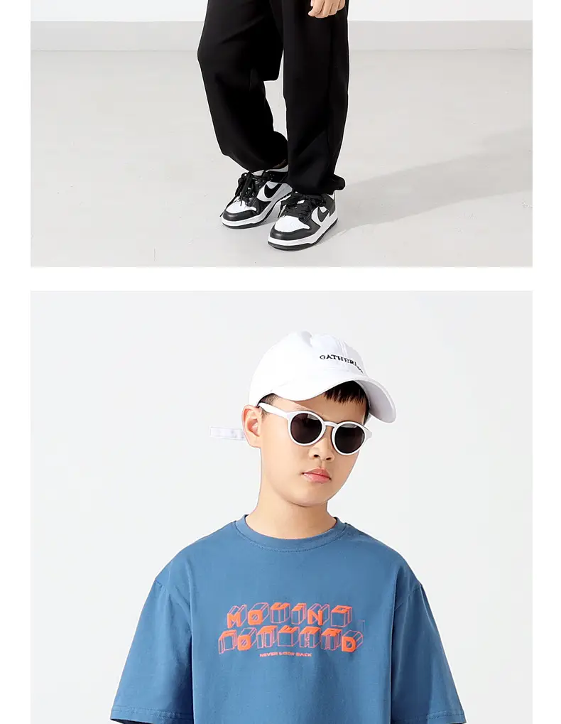 Kids Korean Print T-Shirt Blue Short Sleeve — feature 12