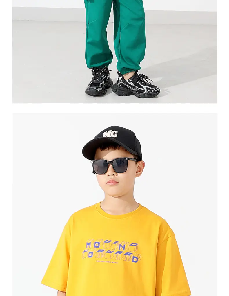 Kids Korean Print T-Shirt Blue Short Sleeve — feature 9