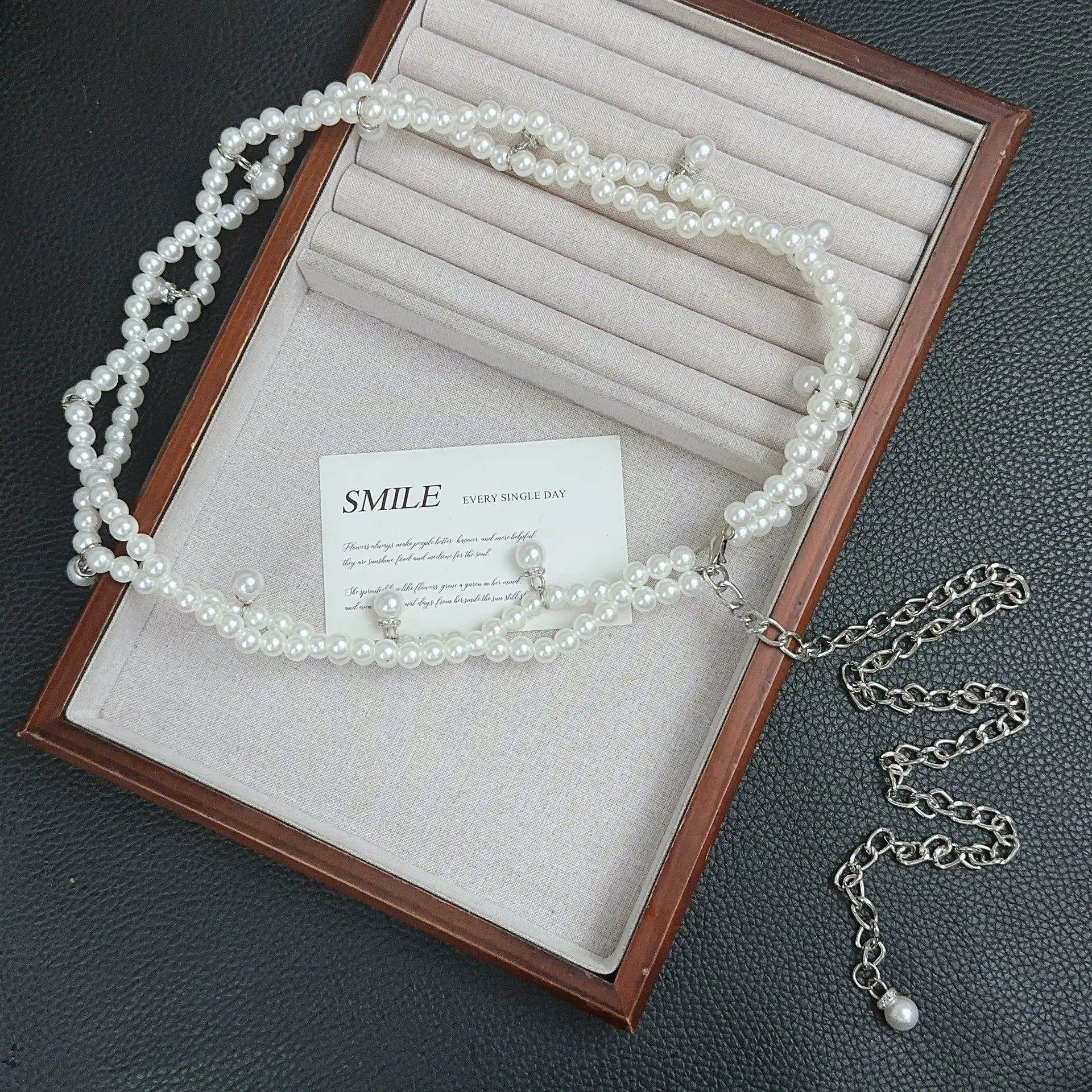 Pearl Beaded Camellia Waist Chain Belt with Han Decor — feature 8