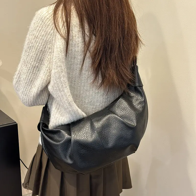 Vintage Pleated Moon Bag with Knot Shoulder Strap - Image 6
