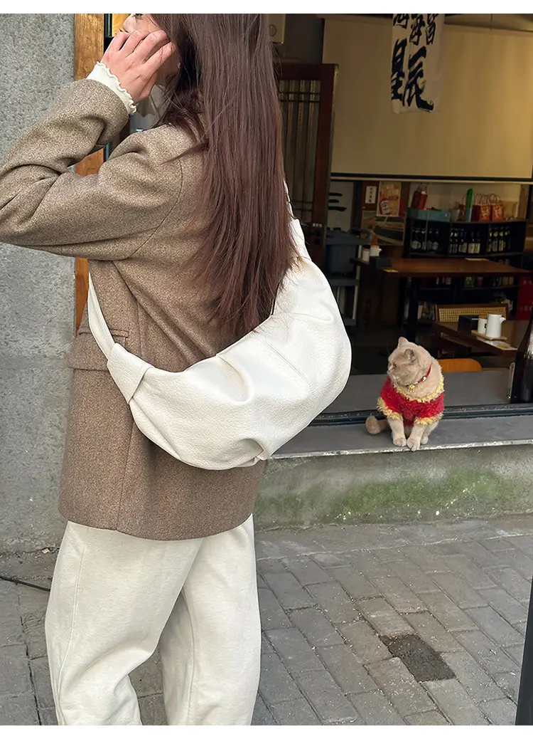 Vintage Pleated Moon Bag with Knot Shoulder Strap — feature 14
