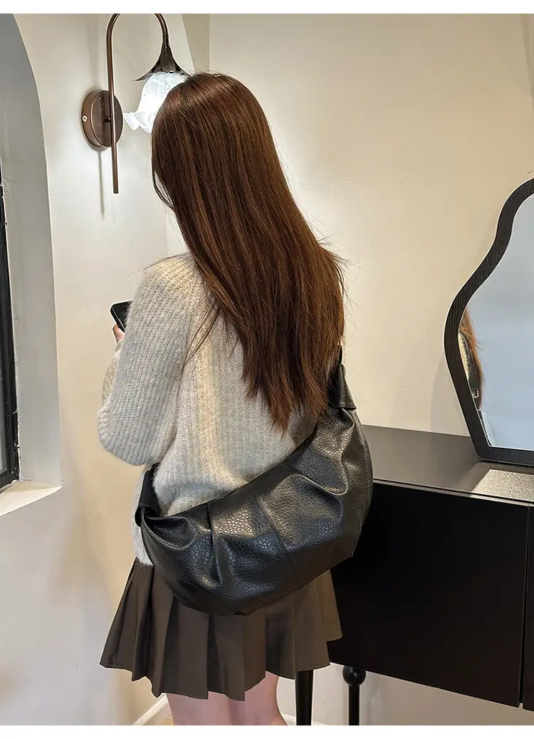 Vintage Pleated Moon Bag with Knot Shoulder Strap — feature 24