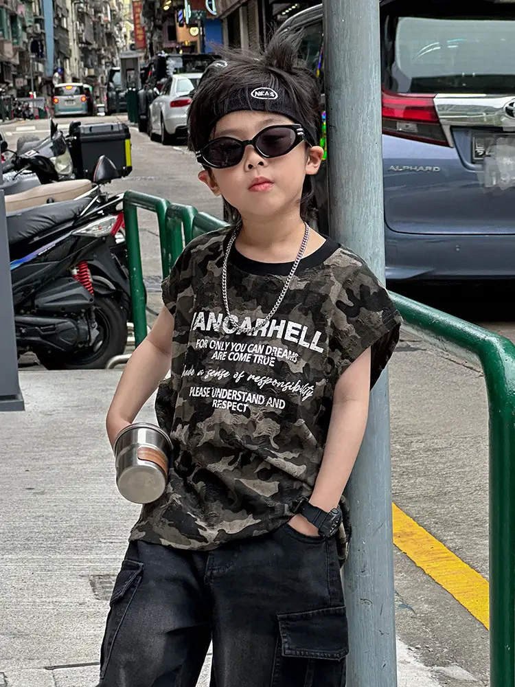 Boys Letter T-Shirt 2025 Summer New Korean Style Trendy Thin Top for Children Versatile Summer Wear - Image 5