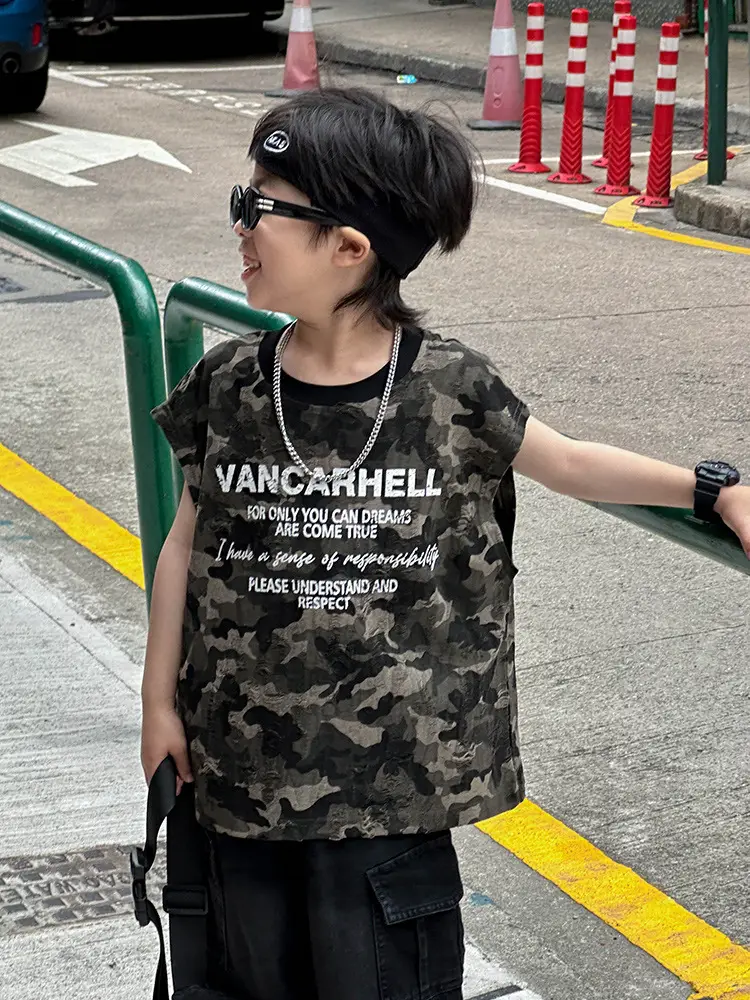 Boys Letter T-Shirt 2025 Summer New Korean Style Trendy Thin Top for Children Versatile Summer Wear - Image 6