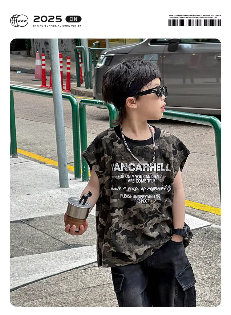 Boys Letter T-Shirt 2025 Summer New Korean Style Trendy Thin Top for Children Versatile Summer Wear — feature 1