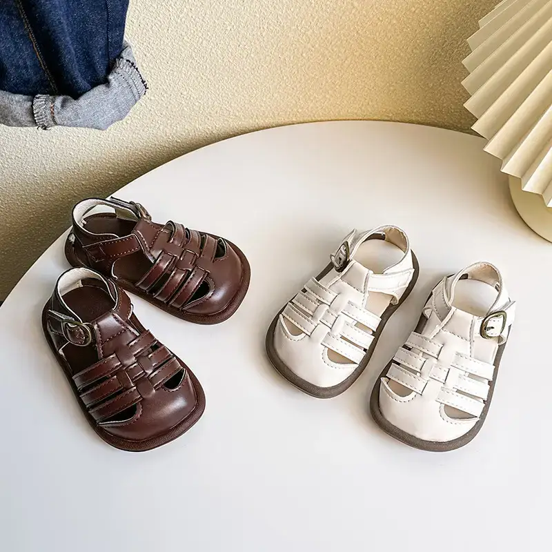 Baby Girl Brown Leather Sandals Summer New Sole — feature 1