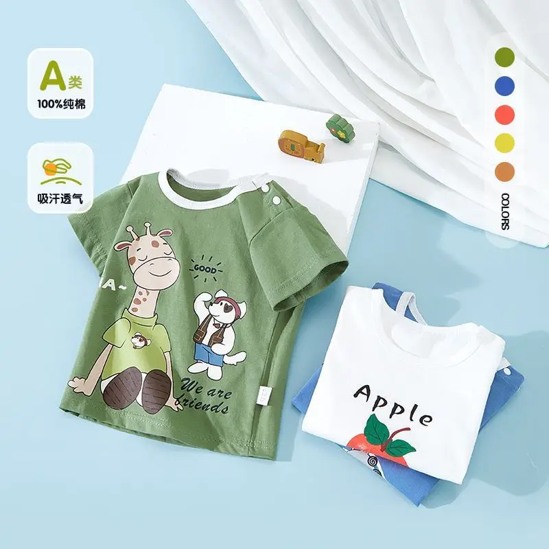 Children's Cartoon T-Shirts Pure Cotton Summer Boys Girls - Image 6