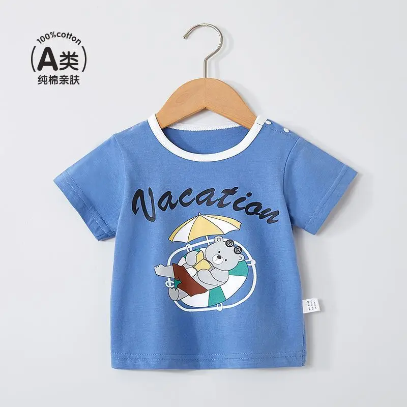 Children's Cartoon T-Shirts Pure Cotton Summer Boys Girls - Image 2
