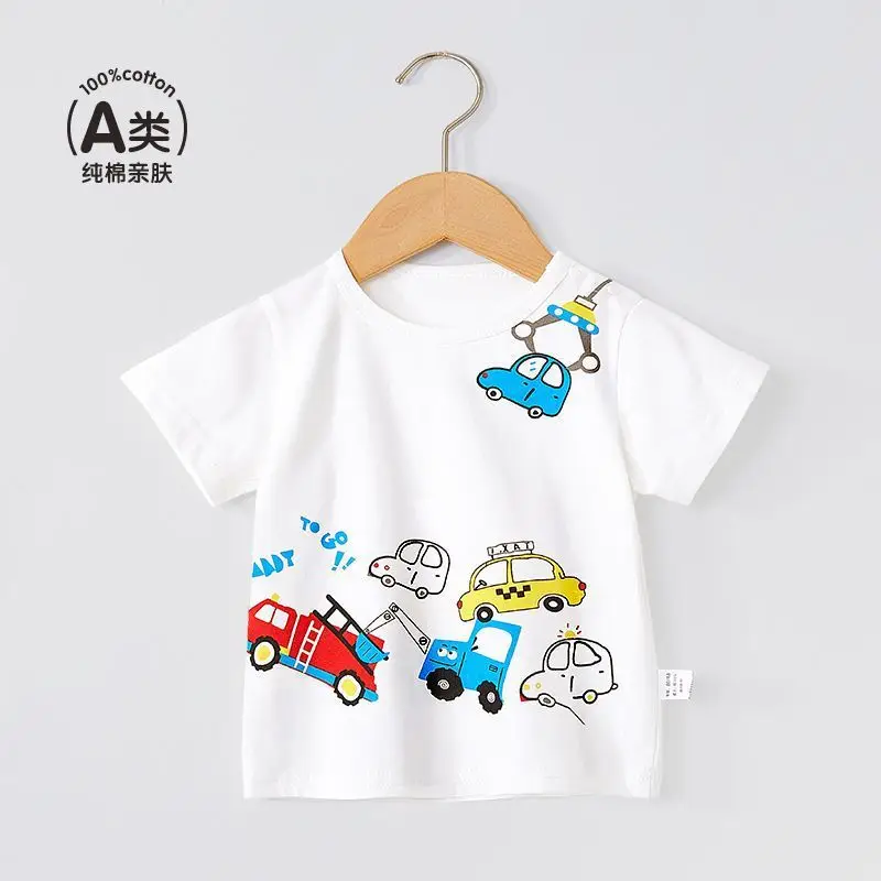 Children's Cartoon T-Shirts Pure Cotton Summer Boys Girls - Image 4