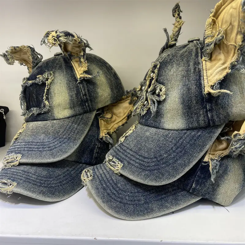 American Retro Ripped Denim Baseball Cap Ear Grinding Old Men's Hat — feature 10