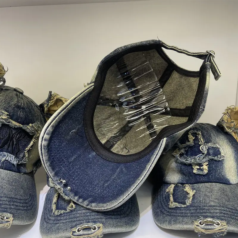 American Retro Ripped Denim Baseball Cap Ear Grinding Old Men's Hat — feature 12