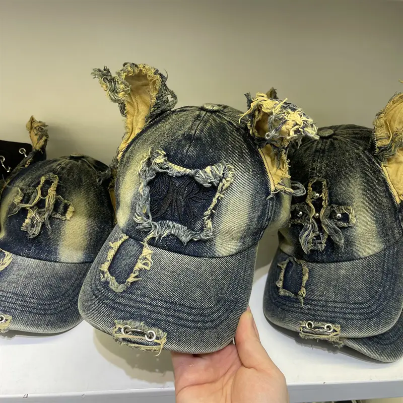 American Retro Ripped Denim Baseball Cap Ear Grinding Old Men's Hat — feature 16