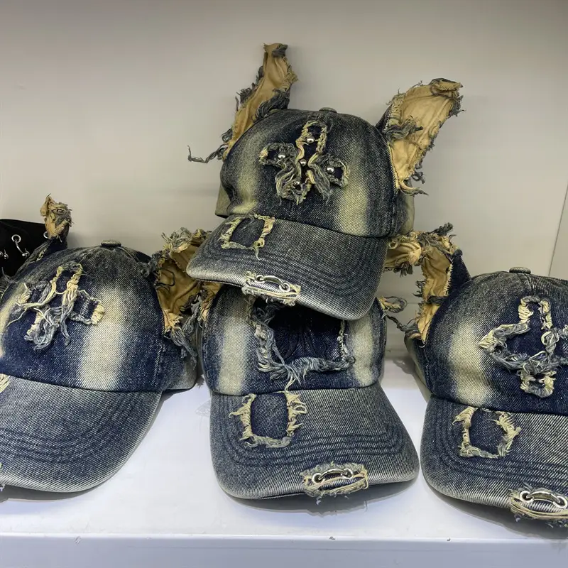 American Retro Ripped Denim Baseball Cap Ear Grinding Old Men's Hat — feature 19
