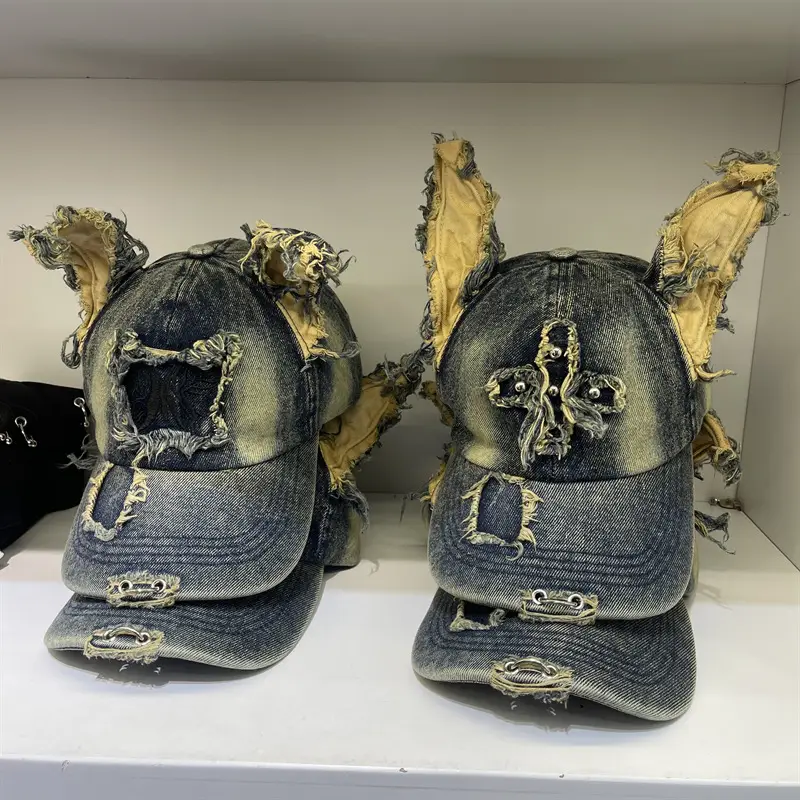 American Retro Ripped Denim Baseball Cap Ear Grinding Old Men's Hat — feature 2
