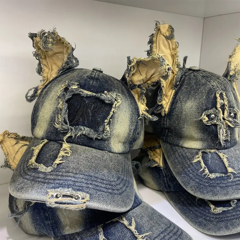 American Retro Ripped Denim Baseball Cap Ear Grinding Old Men's Hat — feature 4