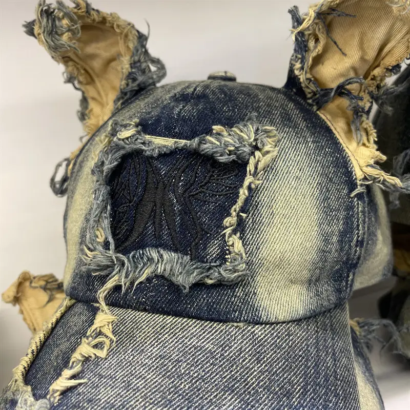 American Retro Ripped Denim Baseball Cap Ear Grinding Old Men's Hat — feature 5
