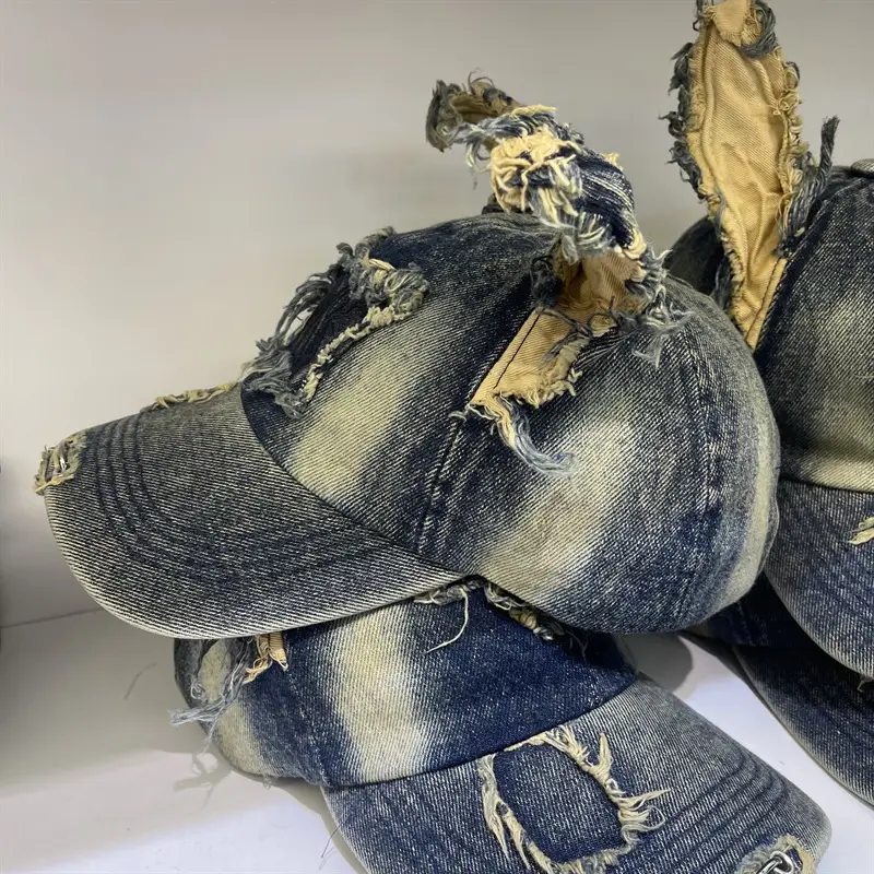 American Retro Ripped Denim Baseball Cap Ear Grinding Old Men's Hat — feature 6