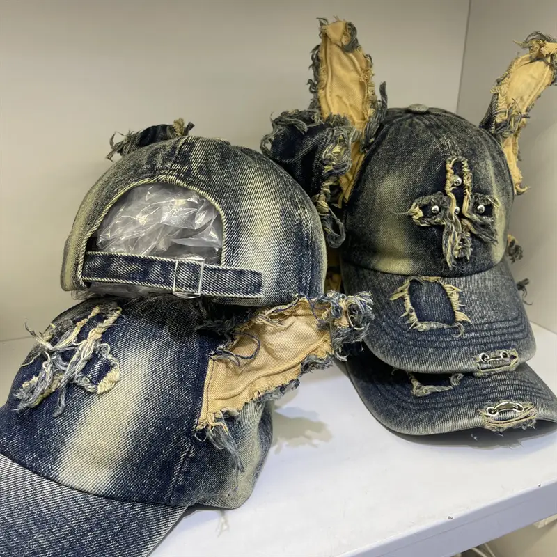 American Retro Ripped Denim Baseball Cap Ear Grinding Old Men's Hat — feature 7