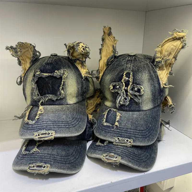 American Retro Ripped Denim Baseball Cap Ear Grinding Old Men's Hat — feature 8
