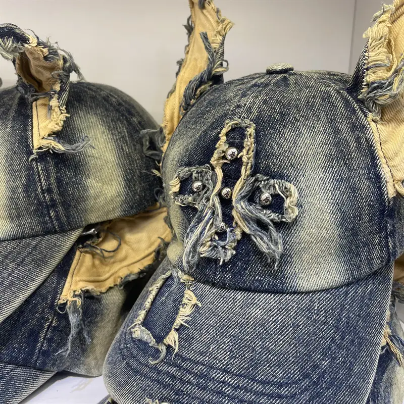 American Retro Ripped Denim Baseball Cap Ear Grinding Old Men's Hat — feature 9