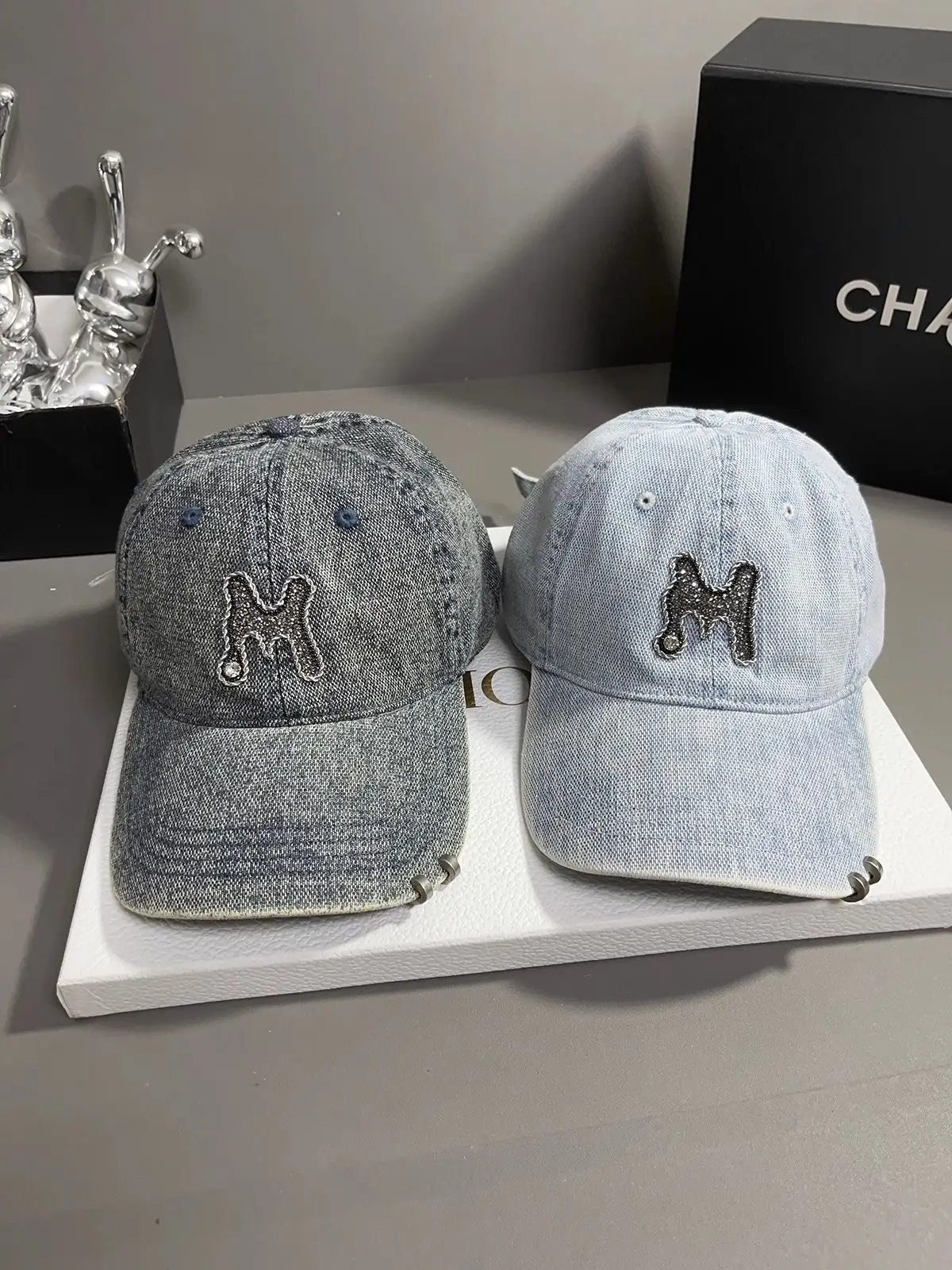 Women Denim Baseball Cap with Rhinestone Embroidery — feature 3