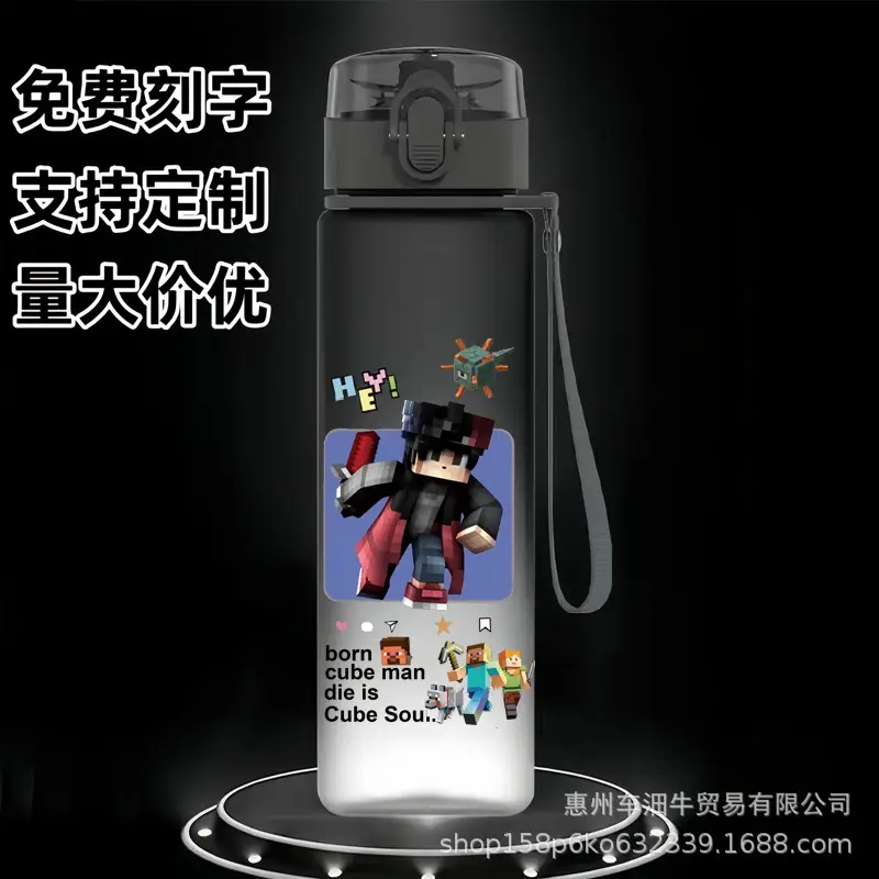 Cross-border new my world animation students children cartoon casual sports water cup plastic frosted cup