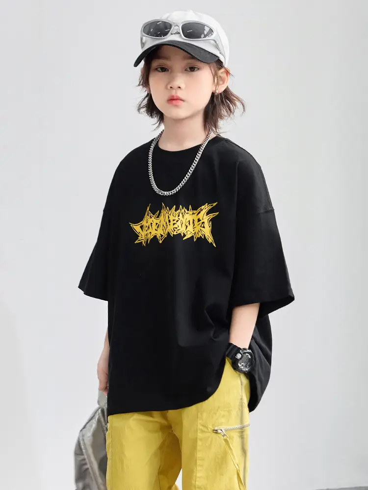Boys T-shirt Black Yellow Graphic Summer 2025 - Image 5