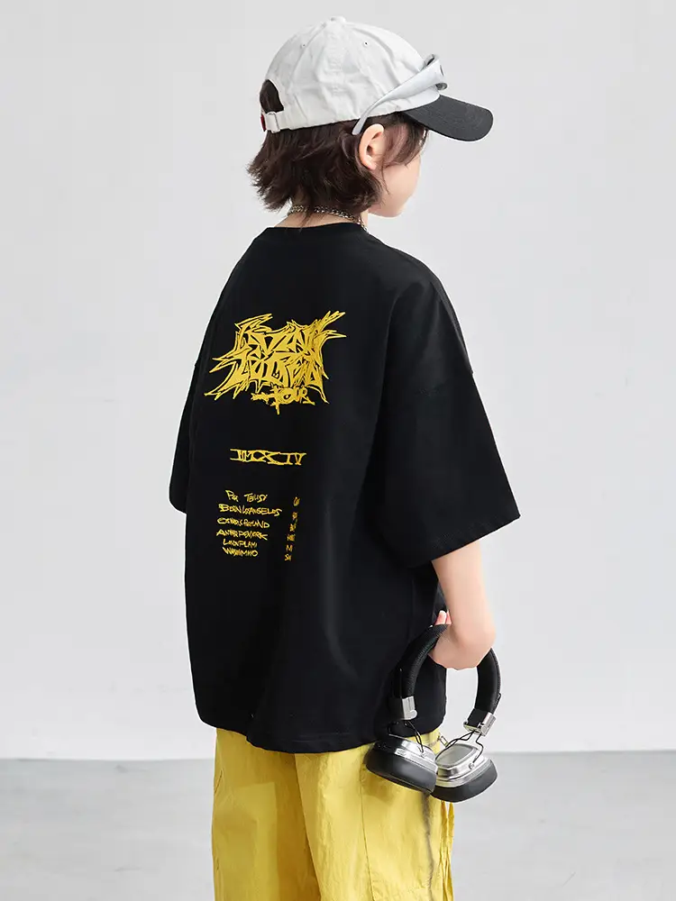 Boys T-shirt Black Yellow Graphic Summer 2025 - Image 6
