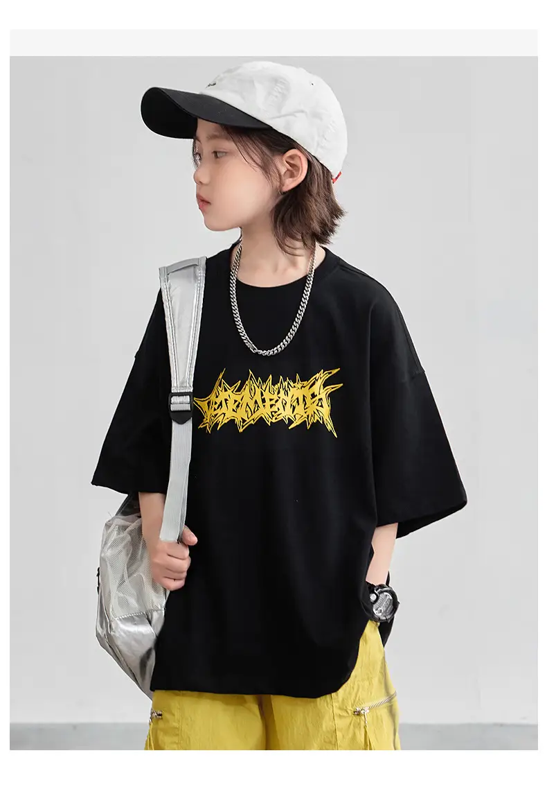 Boys T-shirt Black Yellow Graphic Summer 2025 — feature 10