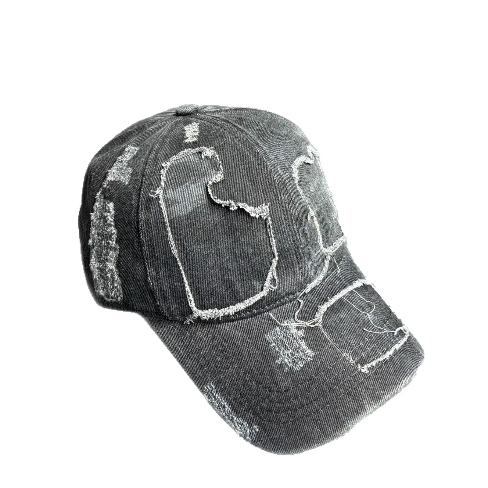 Distressed Washed Denim Baseball Cap Sunshade - Image 9
