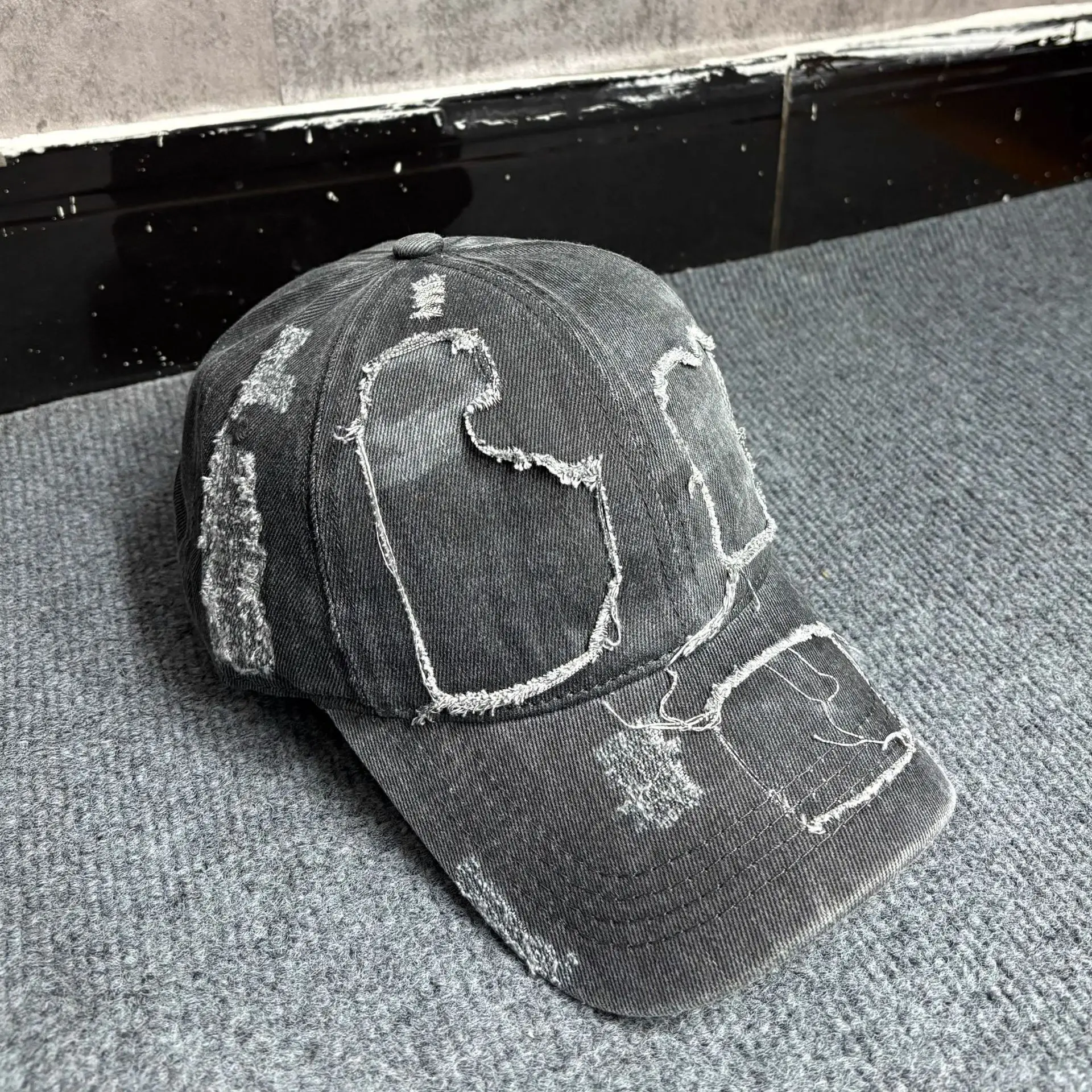 Distressed Washed Denim Baseball Cap Sunshade — feature 9
