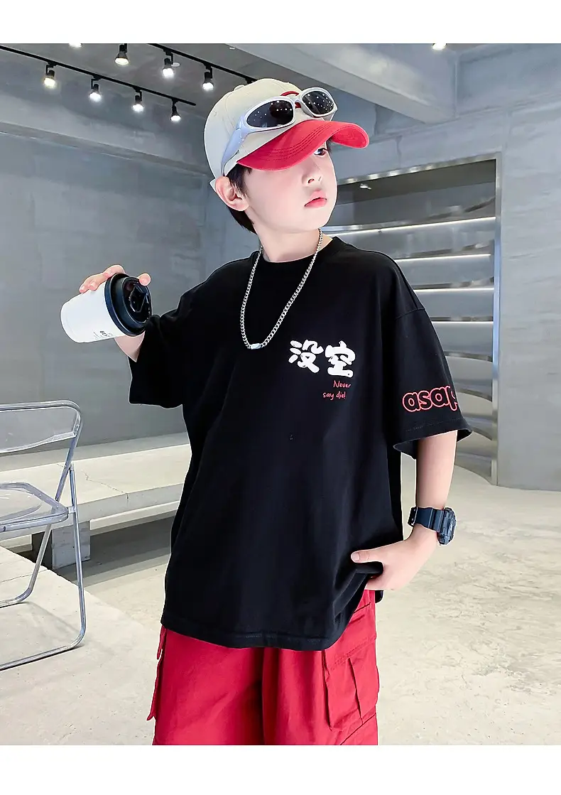 Boys Black Graphic T-Shirt 2025 New Arrival — feature 15