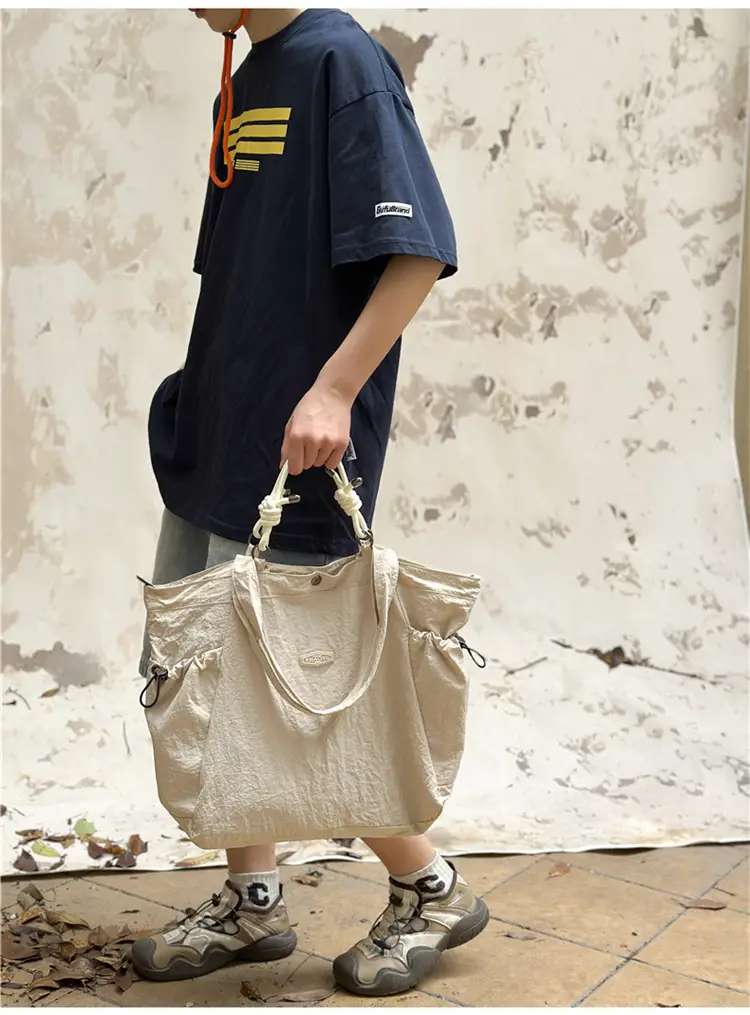 Women's Lightweight Nylon Tote Bag Large Capacity Beige — feature 11
