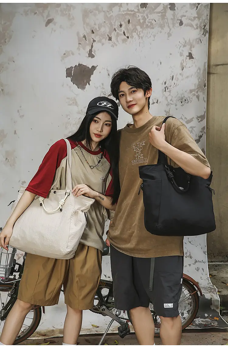 Women's Lightweight Nylon Tote Bag Large Capacity Beige — feature 13