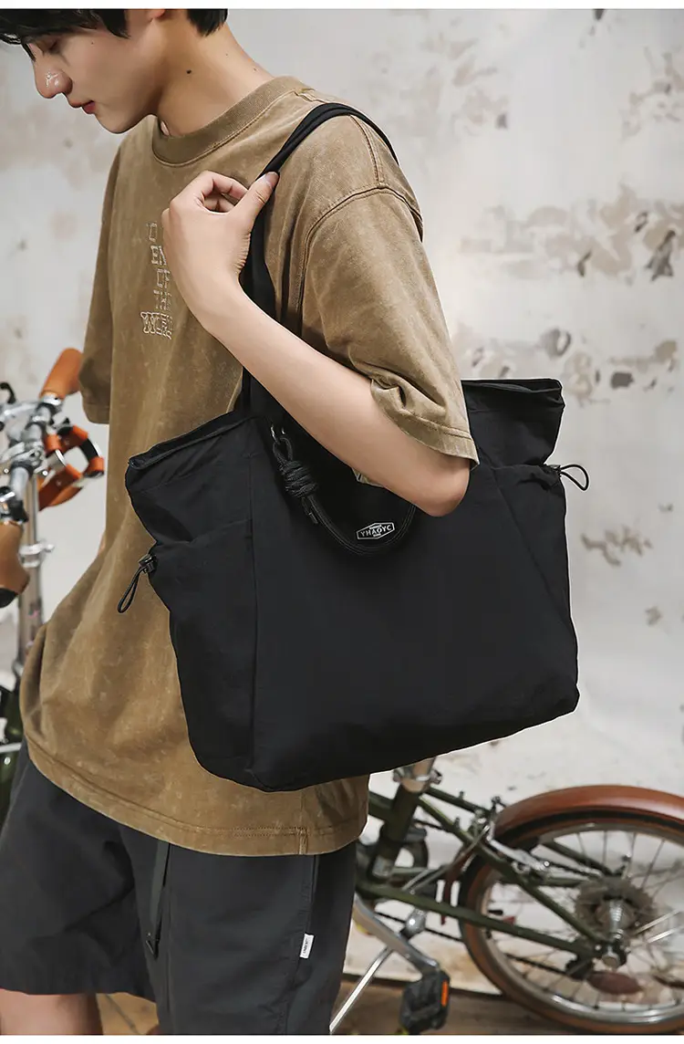 Women's Lightweight Nylon Tote Bag Large Capacity Beige — feature 19