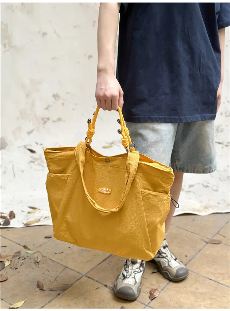 Women's Lightweight Nylon Tote Bag Large Capacity Beige — feature 24