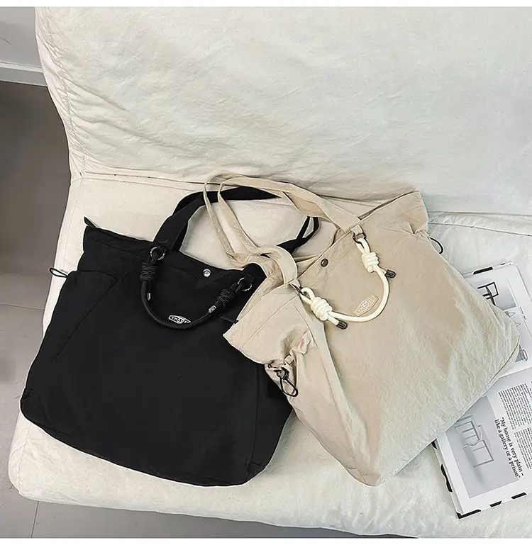 Women's Lightweight Nylon Tote Bag Large Capacity Beige — feature 26