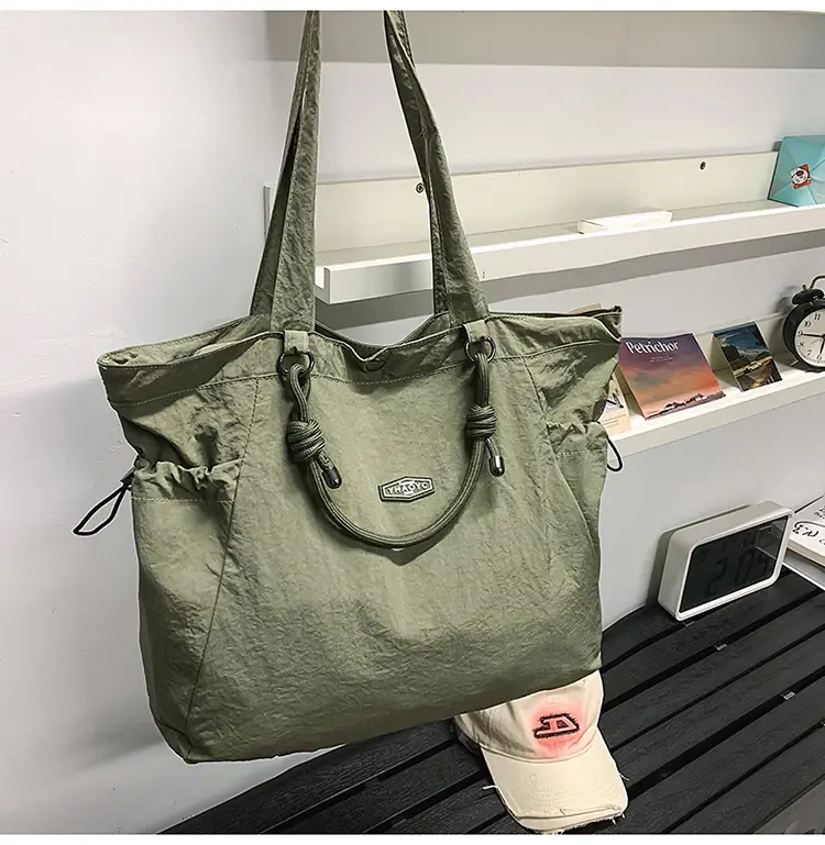 Women's Lightweight Nylon Tote Bag Large Capacity Beige — feature 28