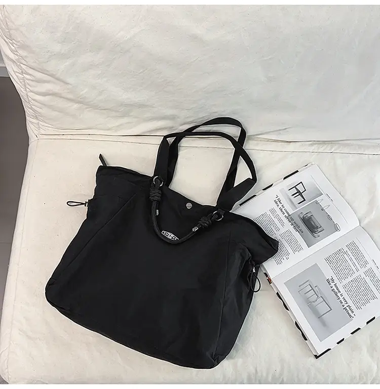 Women's Lightweight Nylon Tote Bag Large Capacity Beige — feature 30