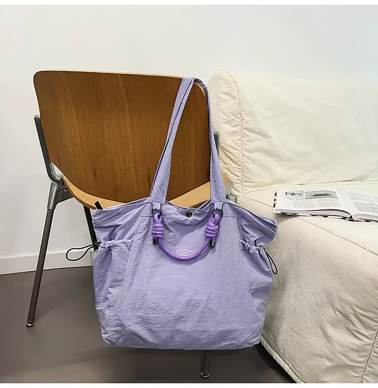 Women's Lightweight Nylon Tote Bag Large Capacity Beige — feature 31