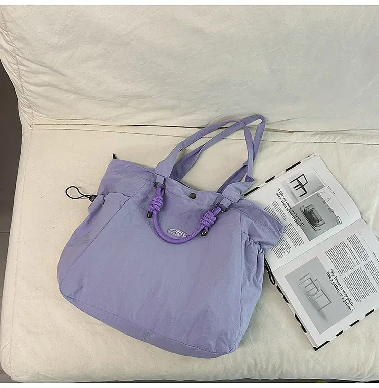 Women's Lightweight Nylon Tote Bag Large Capacity Beige — feature 32