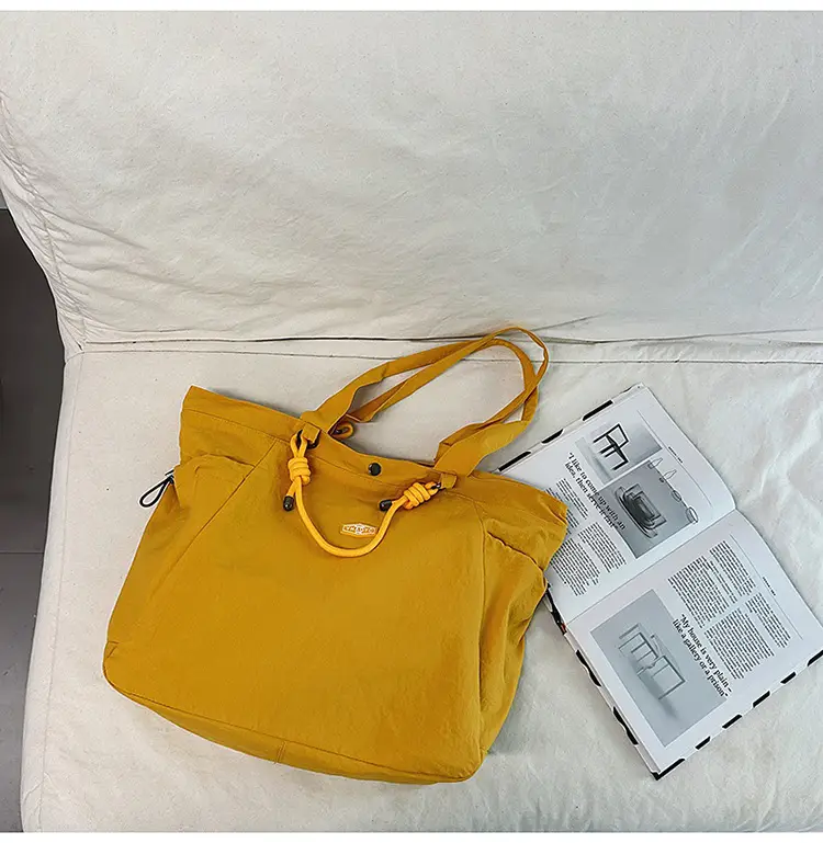 Women's Lightweight Nylon Tote Bag Large Capacity Beige — feature 34