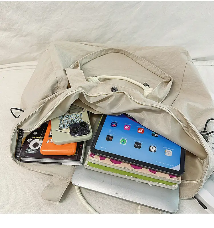 Women's Lightweight Nylon Tote Bag Large Capacity Beige — feature 44