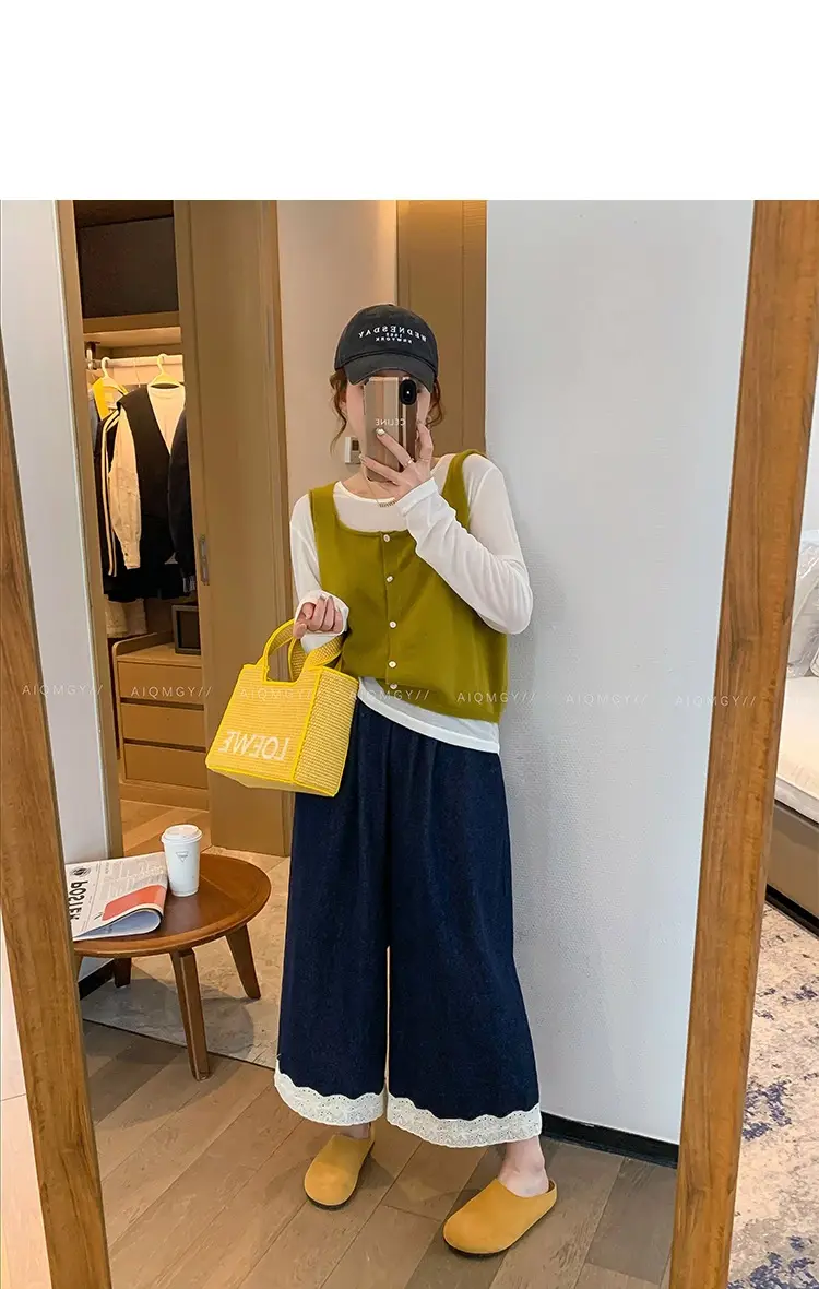 Dark Blue Lace Pants for Women Summer Casual Wide Leg — feature 16
