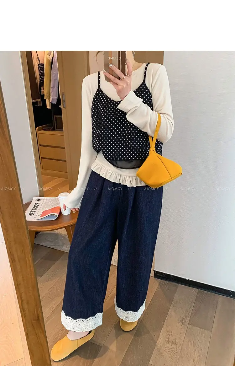 Dark Blue Lace Pants for Women Summer Casual Wide Leg — feature 22